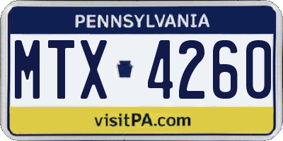 PA license plate MTX4260