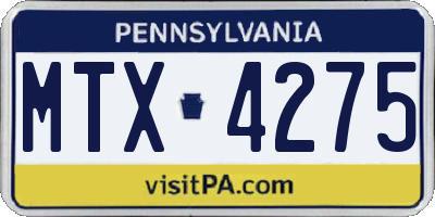PA license plate MTX4275