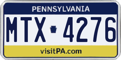 PA license plate MTX4276