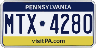 PA license plate MTX4280