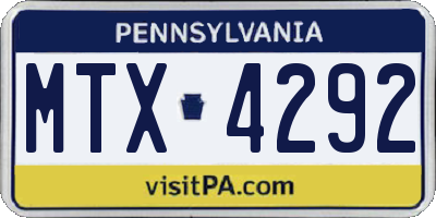 PA license plate MTX4292
