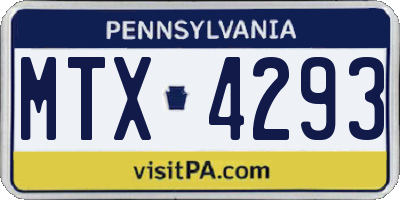 PA license plate MTX4293
