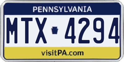 PA license plate MTX4294
