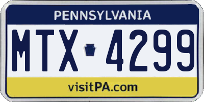 PA license plate MTX4299