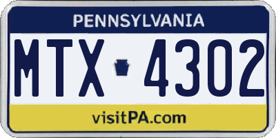 PA license plate MTX4302