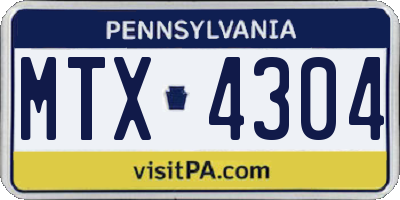 PA license plate MTX4304