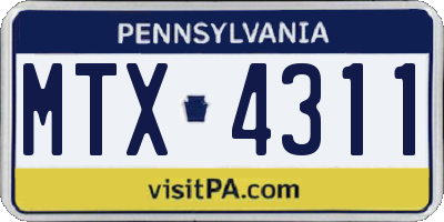 PA license plate MTX4311