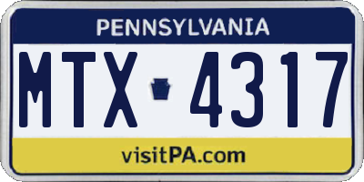 PA license plate MTX4317