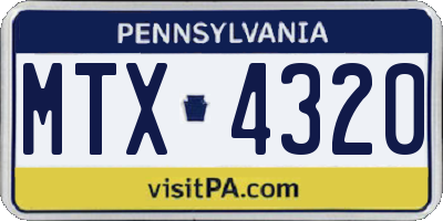 PA license plate MTX4320