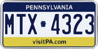 PA license plate MTX4323