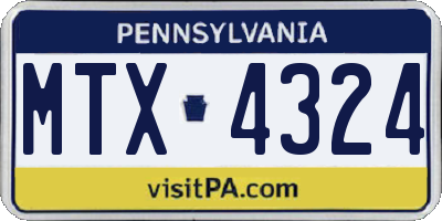 PA license plate MTX4324