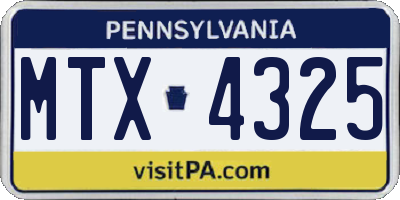 PA license plate MTX4325