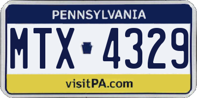 PA license plate MTX4329