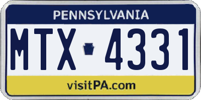PA license plate MTX4331