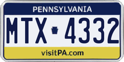 PA license plate MTX4332