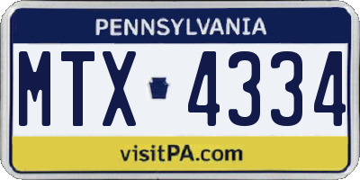 PA license plate MTX4334