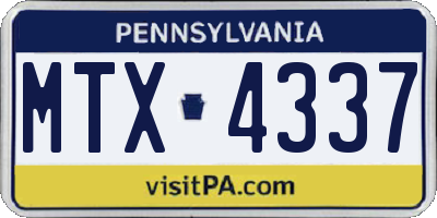 PA license plate MTX4337