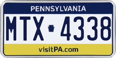 PA license plate MTX4338