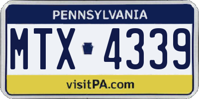 PA license plate MTX4339