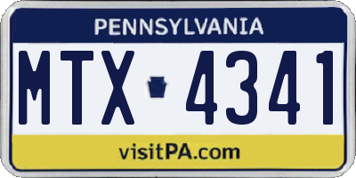 PA license plate MTX4341