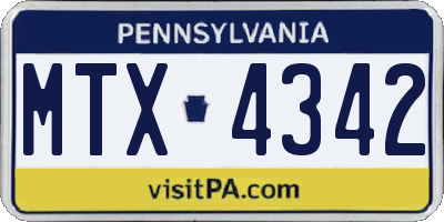 PA license plate MTX4342