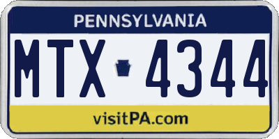 PA license plate MTX4344
