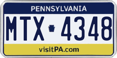 PA license plate MTX4348