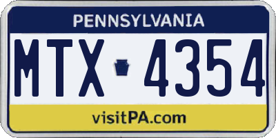 PA license plate MTX4354