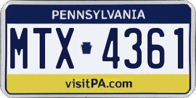 PA license plate MTX4361