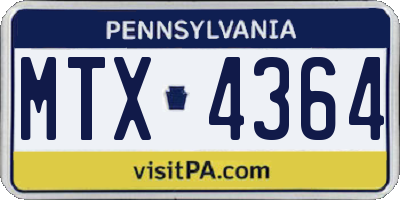PA license plate MTX4364