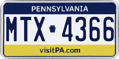 PA license plate MTX4366