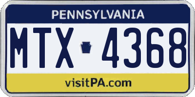 PA license plate MTX4368