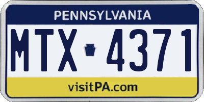 PA license plate MTX4371