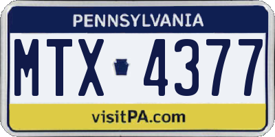 PA license plate MTX4377