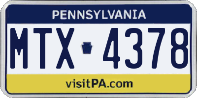 PA license plate MTX4378