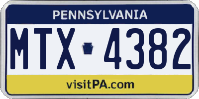 PA license plate MTX4382