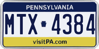 PA license plate MTX4384