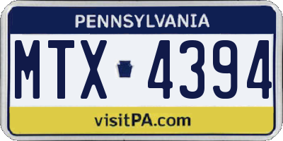 PA license plate MTX4394