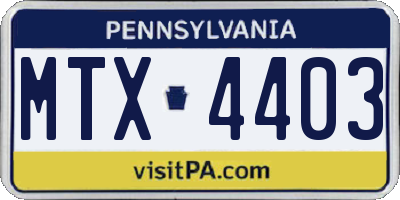 PA license plate MTX4403