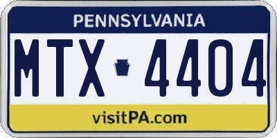 PA license plate MTX4404