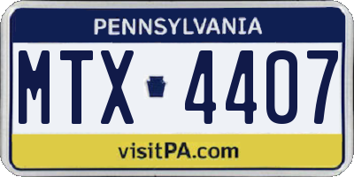 PA license plate MTX4407