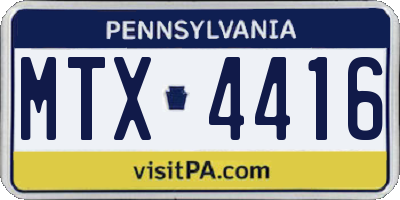 PA license plate MTX4416