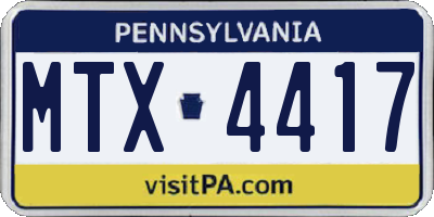 PA license plate MTX4417