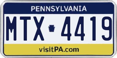 PA license plate MTX4419
