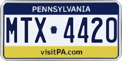 PA license plate MTX4420