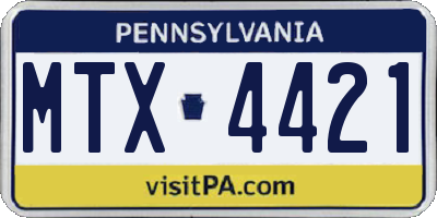 PA license plate MTX4421