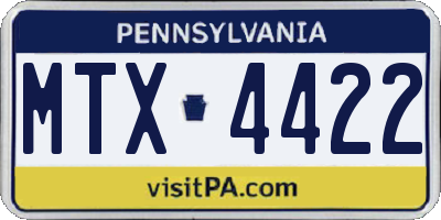 PA license plate MTX4422