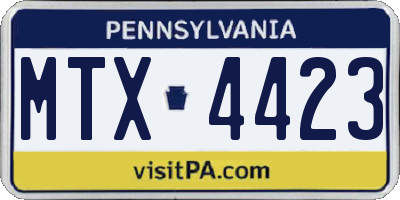 PA license plate MTX4423