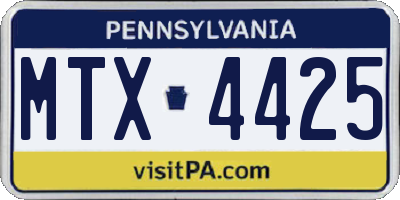 PA license plate MTX4425