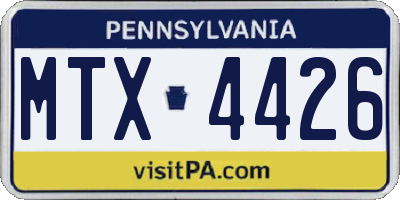 PA license plate MTX4426